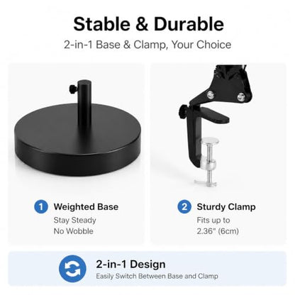 2-in-1 12X Magnifying Lamp with Light, Clamp Desk Magnifier LED