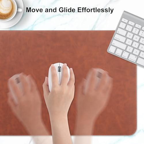 Leather Desk Pad Protector, Office Desk Mat, Large Laptop Mouse Pad, PU Non-Slip Desk Blotter, Waterproof Writing Pad, Computer Keyboard Mat for Desktop 39.4 x 17 inch (Brown)