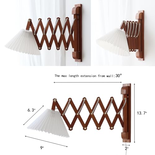 Plug in Mounted Wall Sconce, Swing Arm Wall Lamp for Bedroom, Living Room, Bedside Reading Light Fixtures with On/Off Switch ,E26 Bulb Excluded (Brown) - color: Brown