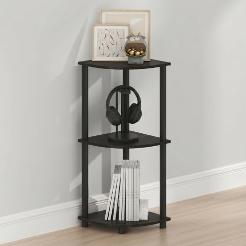 Furinno Turn-N-Tube Toolless Assembly 3-Tier Storage Shelves, Espresso - color: Espresso/Black, size: 3-Tier