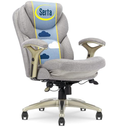Serta Ergonomic Executive Office Chair Motion Technology Adjustable Mid Back Design with Lumbar Support, Light Gray Fabric - color: Light Gray Fabric