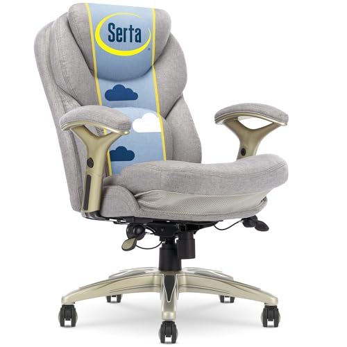 Serta Ergonomic Executive Office Chair Motion Technology Adjustable Mid Back Design with Lumbar Support, Light Gray Fabric - color: Light Gray Fabric
