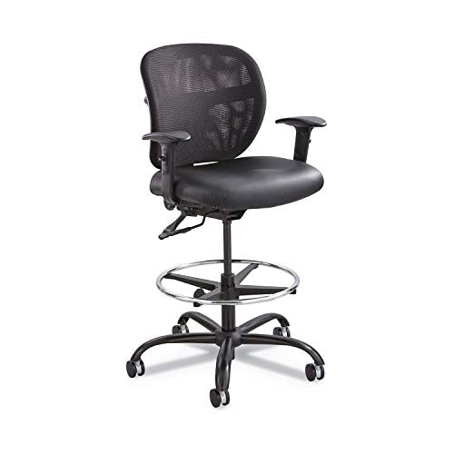 Safco Vue Office Chair, Heavy Duty Stool, 350 lbs Capacity, Ergonomic Mesh Back, 360 Swivel Seat, 5-Star Base, Black