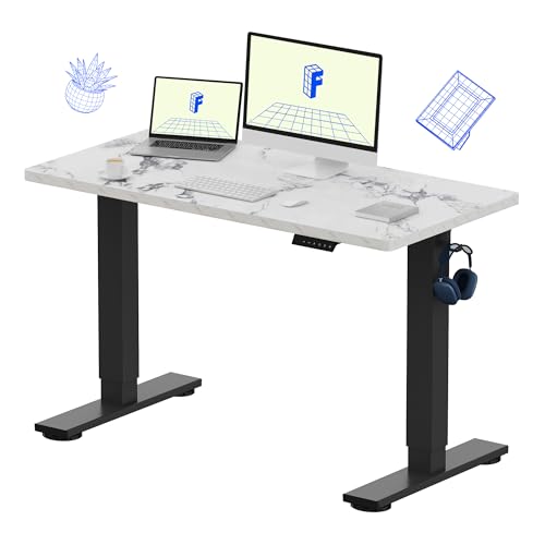 FLEXISPOT EN1 One-Piece Standing Desk, Electric Adjustable with 4 Memory Presets, 176 LBS Capacity, Stable & Quiet, Seamless Desktop for Home Office & Dual Monitors, 48"x24" Marble Gray - color: Marble Gray, size: 48x24"