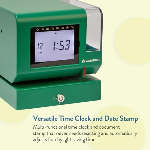 Acroprint M150MC4 Heavy-Duty Digital Time Recorder, Steel Construction, Backlit LCD