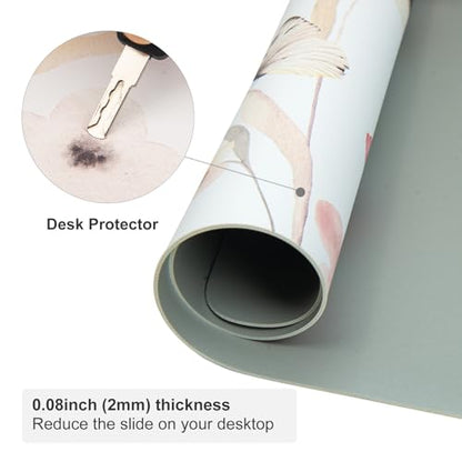 Faux Leather Large Mouse Pad, Office Desk Mat, 23.6"x13.8", Butterflies - color: Floral Butterflies, size: 23.6L x 13.8W inches