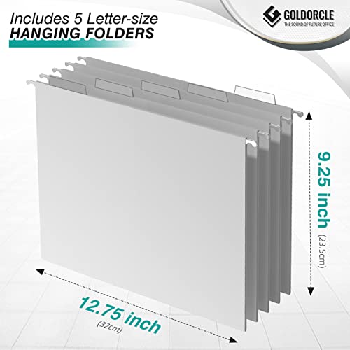 Hanging File Organizer, File Folder Organizer with Handles, Metal Mesh File Crate Storage Box, Letter Size (with 5 Grey Folders) - color: With 5 Grey Folders
