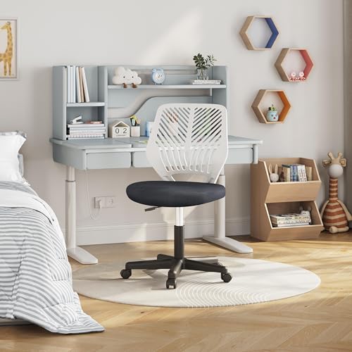 Topeakmart Armless Small Office Desk Chair, Adjustable Height Swivel, Dark Gray - color: Dark Grey