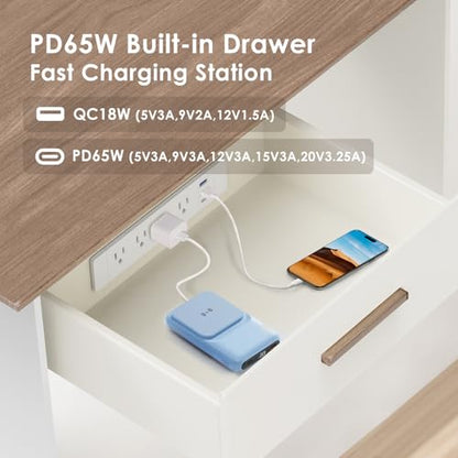 Drawer Outlet PD65W USB-C Fast Charging 5FT Spring Cord, White
