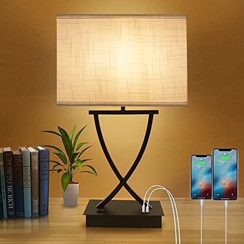 OYedis Touch Table Lamp for Living Room, 3-Way Dim, USB-C/AC - color: Flat Black