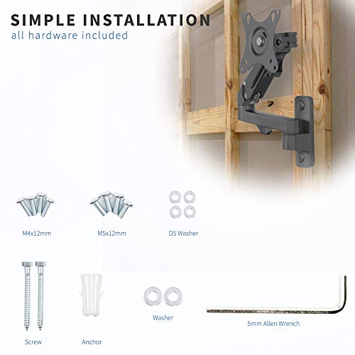 VIVO Black Single Monitor Wall Mount for 17 to 32 inch Screens, MOUNT-G100B | Premium Aluminum Monitor Mount, Pneumatic Adjustable Arm, Maximum VESA 100x100, Holds 15.4 lbs - size: 17" to 32"