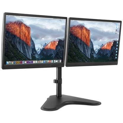 Mount-It! Dual Monitor Stand for Desk - Double Monitor Mount for 2 Screens up to 32 Inch and 17 Lbs - Free-Standing Base Swivel, Tilt, Rotates 360 Adjustable Arms - VESA Compatible High Grade Steel