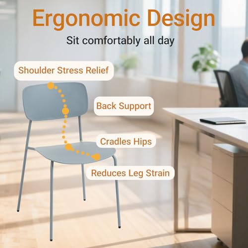 Sidanli Stacking Chairs Set of 4, Office Guest Chairs with Metal Legs, Stacking Office Chairs for Conference Reception Church Lobby, Capacity 300lbs, Gray - color: Grey