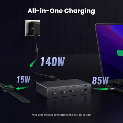 UGREEN 8-in-1 Thunderbolt 4 Docking Station, Dual 4K@60Hz, 3xTBT4, 40Gbps