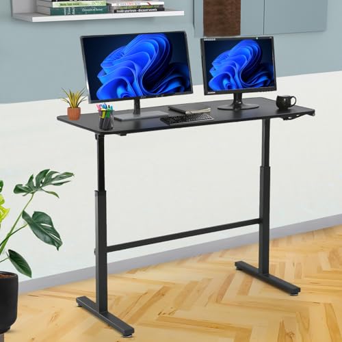 Standing Desk Converter Height Adjustable Desk Computer Workstation Large Desktop Stand Up Desk Ergotron Laptop Sit-Stand Desk Fit Dual Monitor for Home Office Black,47inches