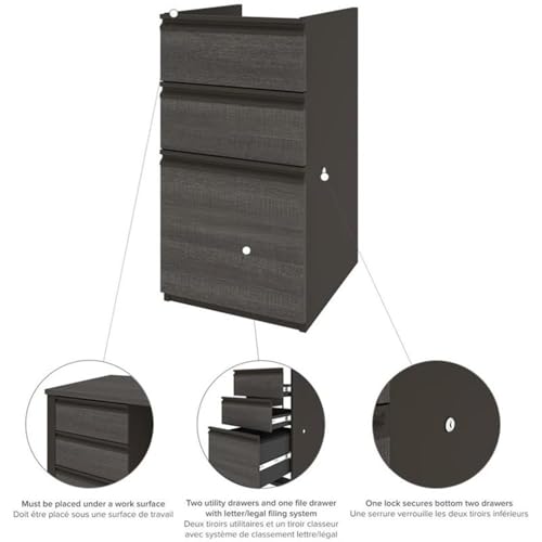 Atlin Designs 6 Piece U-Shaped Computer Desk with Hutch, Bark Gray and Slate Finish, Commercial Grade Particle Board, 66.8" H x 71.1" W x 92.6" D, Reversible Office Workstation with Storage