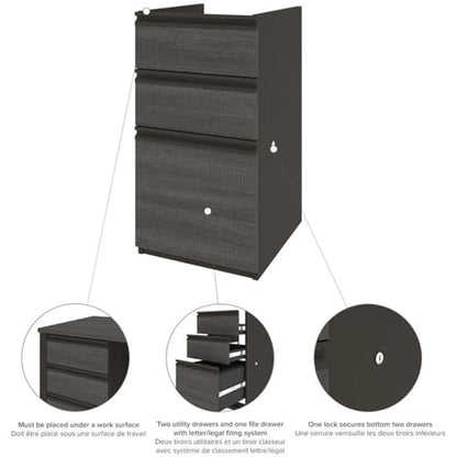 Atlin Designs 6 Piece U-Shaped Computer Desk with Hutch, Bark Gray and Slate Finish, Commercial Grade Particle Board, 66.8" H x 71.1" W x 92.6" D, Reversible Office Workstation with Storage
