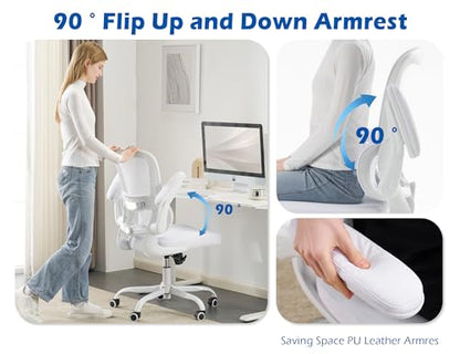 TRALT Ergonomic Office Chair Desk Chair with Adjustable Lumbar Support - color: Angel White