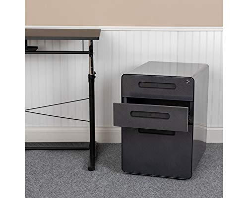 Flash Furniture 3-Drawer Locking Mobile Filing Cabinet, Black - color: Black, style: Ergonomic