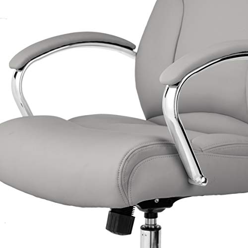 Amazon Basics Executive Desk Chair with Easy Assembly, Adjustable Height, 275lb Capacity, Wide Oversized Cushion, 29.13"D x 25.2"W x 43.11"H, Grey Bonded Leather - color: Grey