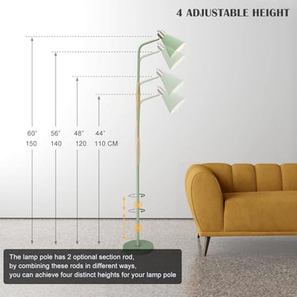 Adjustable Reading Floor Lamp,360°Rotatable Shade,3CCT LED Bulb Include,Green - color: Green Metal Shade