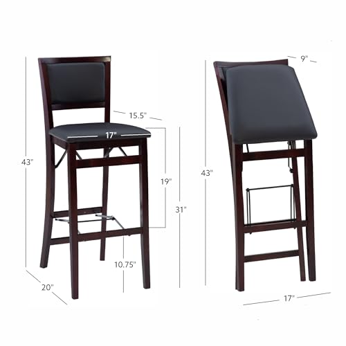 Linon Keira Pad Back Folding Bar Stool - color: Merlot/Brown, style: Bar Stool