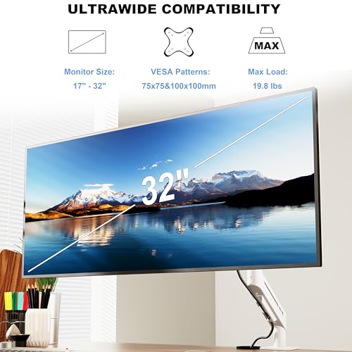 THEARK Single Monitor Desk Mount 17"-32" Screens - Adjustable Mechanical Monitor Arm Computer Monitor Stand up to 19.8 lbs,VESA Arm Desk Mount with C-Clamp and Grommet Base,VESA 75x75/100x100mm,Silver - color: Silver
