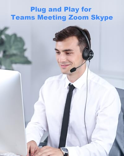USB Headset with Microphone for PC Laptop Office Phone Meeting Zoom Skype