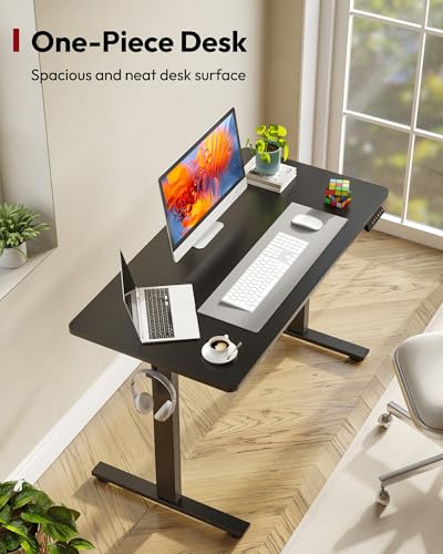 SANODESK One-Piece Electric Height Adjustable Standing Desk 48''x 24'' - color: Black Frame+black Top, size: 48x24"