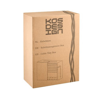 Cable Management Box Bamboo 12.6x7.9x4.3in, White, Wall Mount Kit Included - color: White