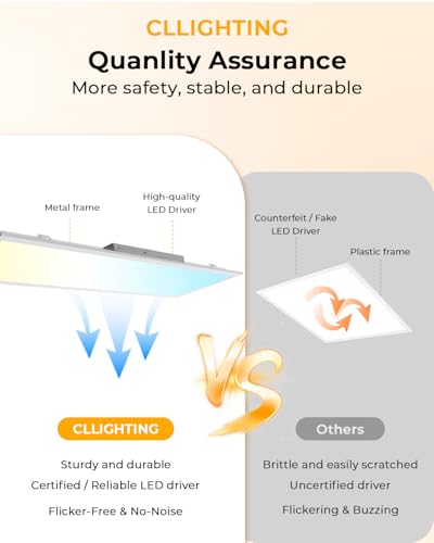 2x4 LED Flat Panel Light 2Pack 5CCT Selectable, 0-10V Dimmable | 9000LM, 3000K/3500K/4000K/5000K/6300K Adjustable, 30W/40W/50W/60W/72W Selectable, Recessed Drop Ceiling Lighting for Office - size: 2 Feet by 4 Feet