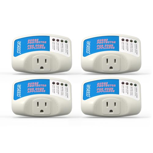 BSEED Voltage Protector, Single Outlet Surge Protector for Valuable Home Appliance Multi-Function Plug with Protection Wall Mount Power Suppressor for TV/PC/Refrigerator, 15A,125V, 1875W, 4 Pack - color: 009120V4PACK