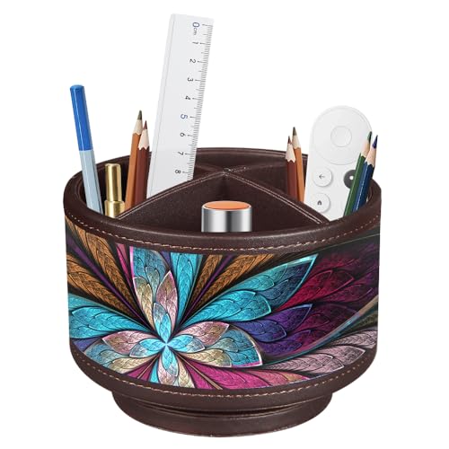 360°Rotatable TV Remote Control Holder with 4 Compartments Desk Accessories | Bedside Table Remote Caddy, Desktop Storage Box, Art Supply Organizer for Controllers, Pen, Makeup Brush, Office Home Décor - color: Butterfly