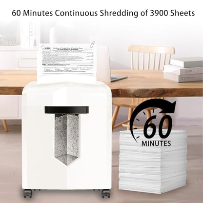 Bonsaii Micro Cut Shredder, Portable with a Convenient Handle, shredding up to 12 Sheets, P-4 Security Level, 60 Min Continuous, CD/Credit Card, Jam-Proof, 4.2 Gal Bin, White/Gray - color: White, size: 12-Sheet | 60 min