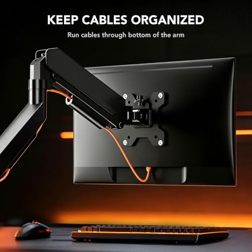 Single Monitor Wall Mount for 17 to 32 inch Flat/Curved Computer Screens,Full Motion Adjustable Monitor Wall Arm Holds Up to 22lbs,VESA Wall Mount 75x75/100x100, Black - size: 17”-32” monitor arm
