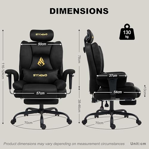 Symino Ergonomic Gaming Chair with Footrest & 155° Recline - color: Black