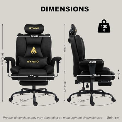 Symino Ergonomic Gaming Chair with Footrest & 155° Recline - color: Black