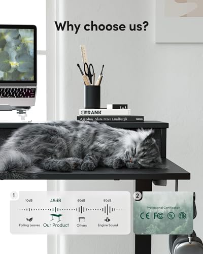 FEZIBO L Shaped Electric Standing Desk, 63 x48 inch Large with Drawers | Reversible Tabletop, 2 Memory Height Settings | Home Office & Gaming Height-Adjustable Table, Black Top/Black Frame（2 packages） - color: Black, size: 63"x48"