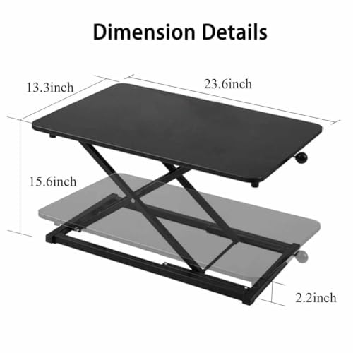 Standing Desk Converter Keyboard Riser Height Adjustable Black 23.6 Inch