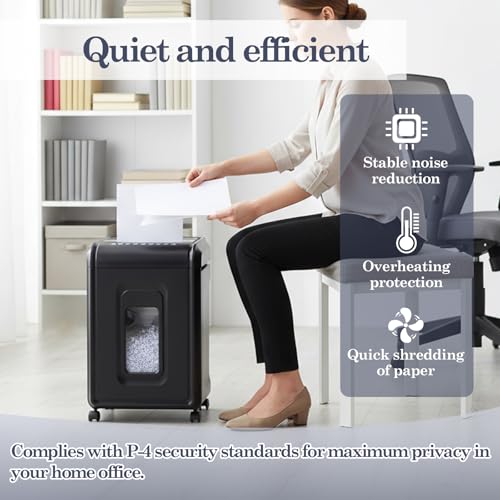 18‑Sheet Micro‑Cut Paper Shredder for Home Office – P‑4 Security, 30‑Min Continuous Run, 7‑Gallon Bin, Portable on 360° Casters, Anti‑Jam, Quiet Micro‑Cut Document Shredder