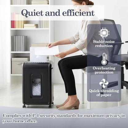 18‑Sheet Micro‑Cut Paper Shredder for Home Office – P‑4 Security, 30‑Min Continuous Run, 7‑Gallon Bin, Portable on 360° Casters, Anti‑Jam, Quiet Micro‑Cut Document Shredder