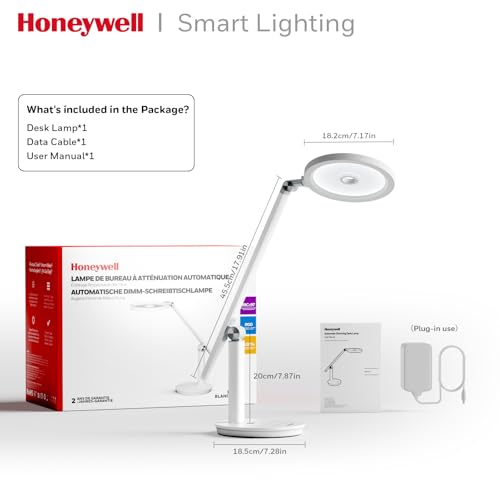 Honeywell H6 Desk Lamp for Home Office, Dimmable Reading Table Light, White - color: White