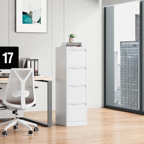 Bestoo File Cabinet, 4 Drawer Filing Cabinet with Lock, Metal File Cabinet - color: White, size: 4Drawer-Vertical-50"H