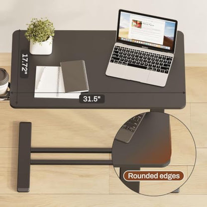FLEXISPOT 32" Mobile Standing Desk Pneumatic Lift Computer Workstations - color: Pure Black, size: 32x18