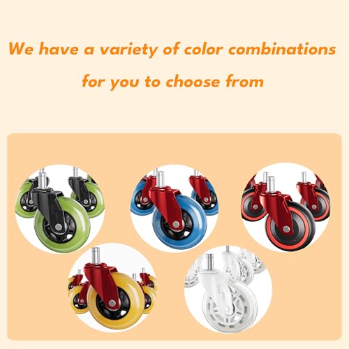 Office Chair Wheels Replacement Rubber Chair Casters Heavy Duty - color: Transparent