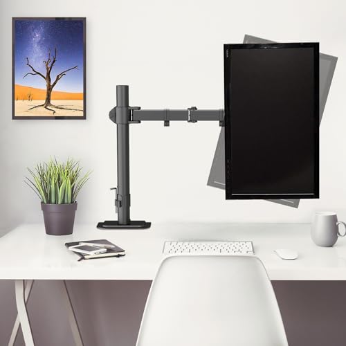 suptek Single LED LCD Monitor Desk Mount Heavy Duty Fully Adjustable Monitor Stand for 1 / One Screen up to 27 inch - color: Black, size: 15.75" Tall