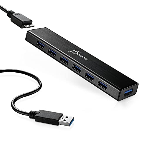 j5create 7-Port Powered USB 3.0 20W Data Hub with 3.3 ft Extended Cable
