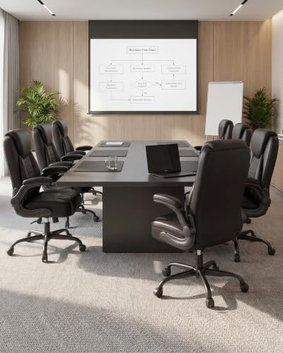 COMHOMA Mid-Back Office Chair, Ergonomic PU Desk Chair with Flip up Arms, Small Computer Gaming with Comfy Lumbar Support,Rocking Function,Sturdy Metal Base, Ink Black - color: Ink Black