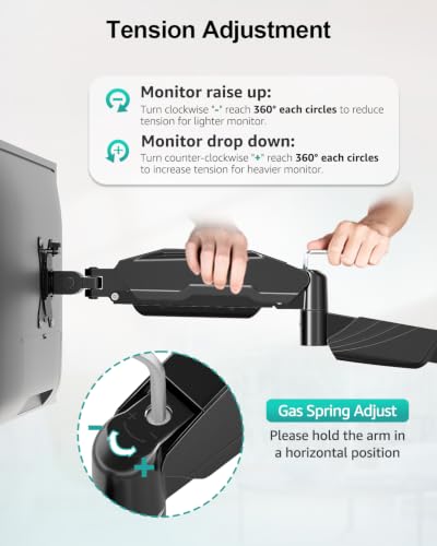 Long Arm Dual Monitor Wall Mount for 17-32" | 27.1" Extra Long Monitor Mount Holds up to 17.6 lbs Each Gas Spring Wall Monitor Arm Full Motion VESA Mount, 75/100, Black - size: Dual Wall Mount