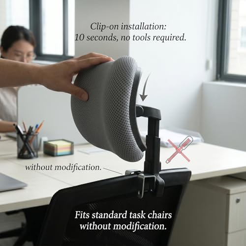 Office Chair with headrest, Office Chair Headrest Attachment, Ergonomic Mesh No-Drill Easy Install Adjustable Height & Angle, M - color: M